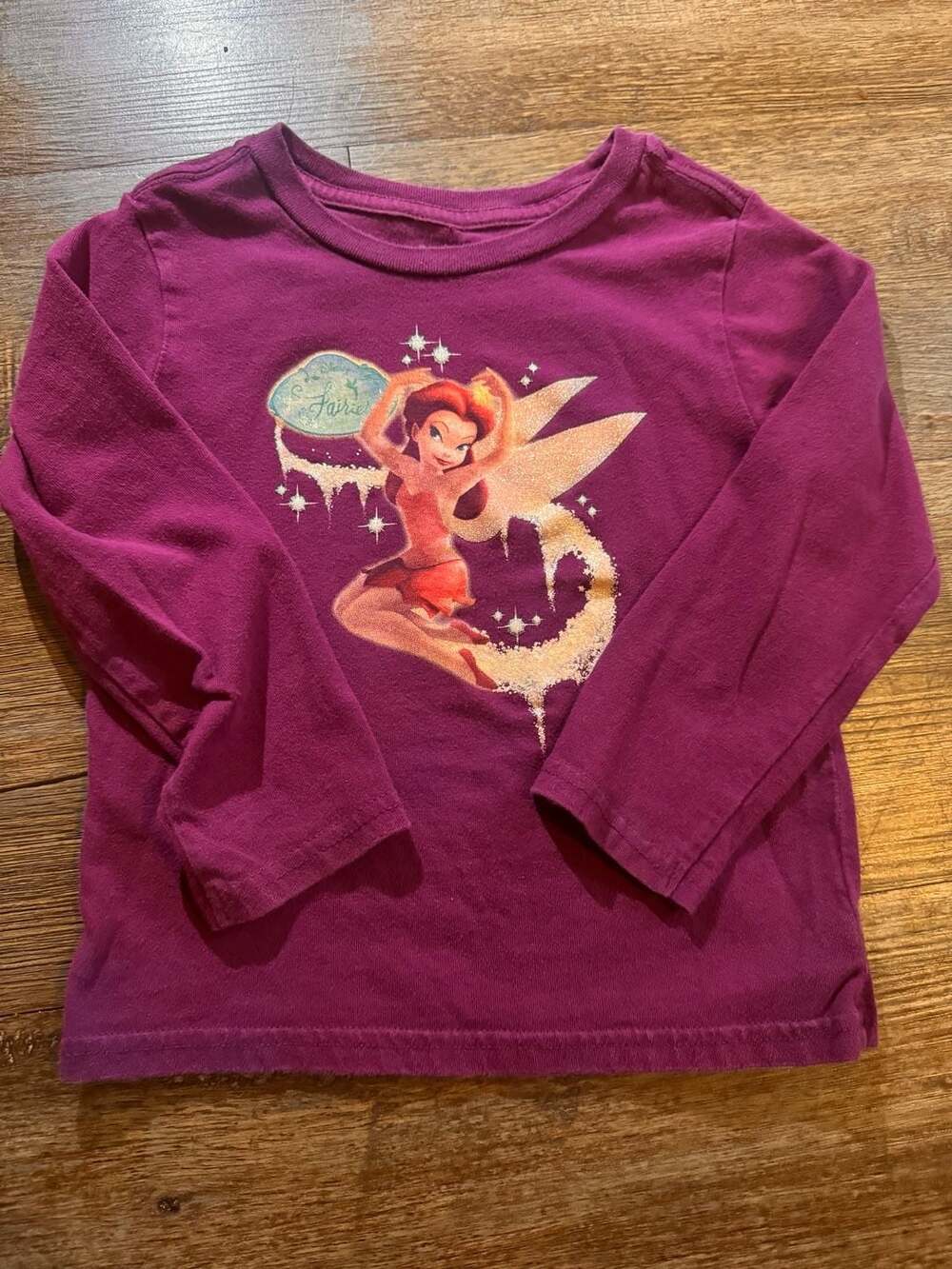 Y2K Disney Tinkerbell Long Sleeve Shirt Size 4 Purple Tinkerbell Graphic Top